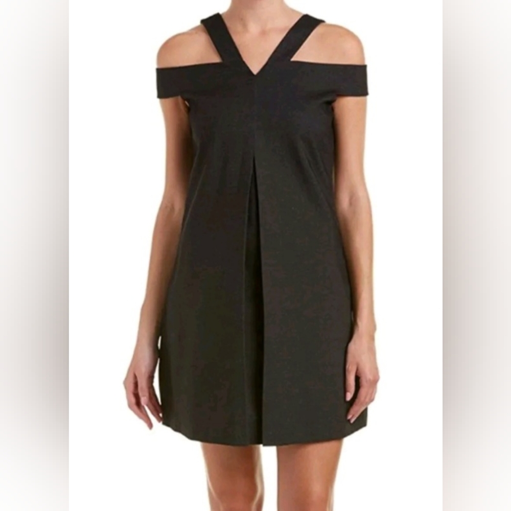 NWT Laundry by Shelli Segal Black Asymmetrical off the shoulder Dress Sz 4